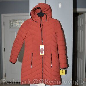 Women's Stretch Walker Coat, DKNY , Red